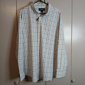 Mizzen & Main Leeward Men's Dress Shirt Long Sleeve XXL White Plaid (0228D)